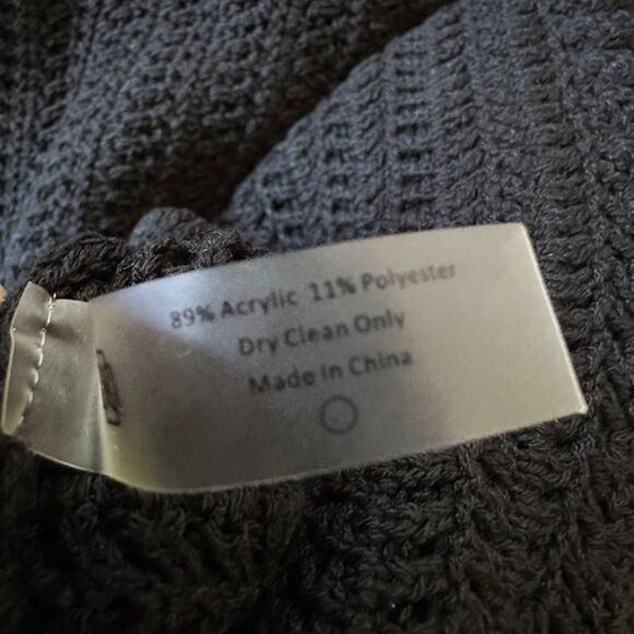 Devon Windsor Crochet‎ Knit Fallon Cut Out Long Sleeve Mini Dress Black Sz Large - Picture 4 of 7